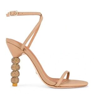 RAYE Ax Heel barely there heels tan 8,5 Christmas wedding sparkly rhinestones